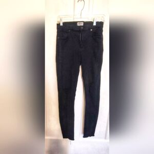 Agolde black skinny distressed cropped jeans